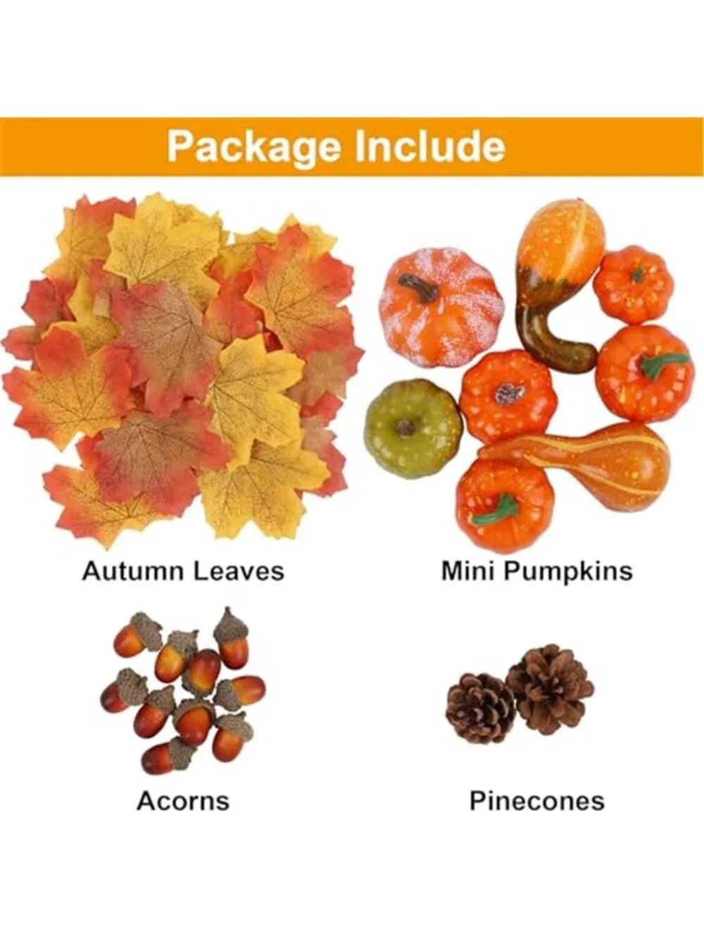 Fall Decorations for Home Mini Pumpkins Gourds & Leaves Set